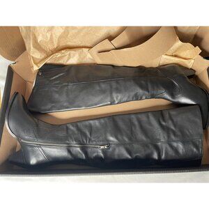 NWT Frye June Over The‎ Knee Boot Black Leather Heeled Size 9M Half Zip